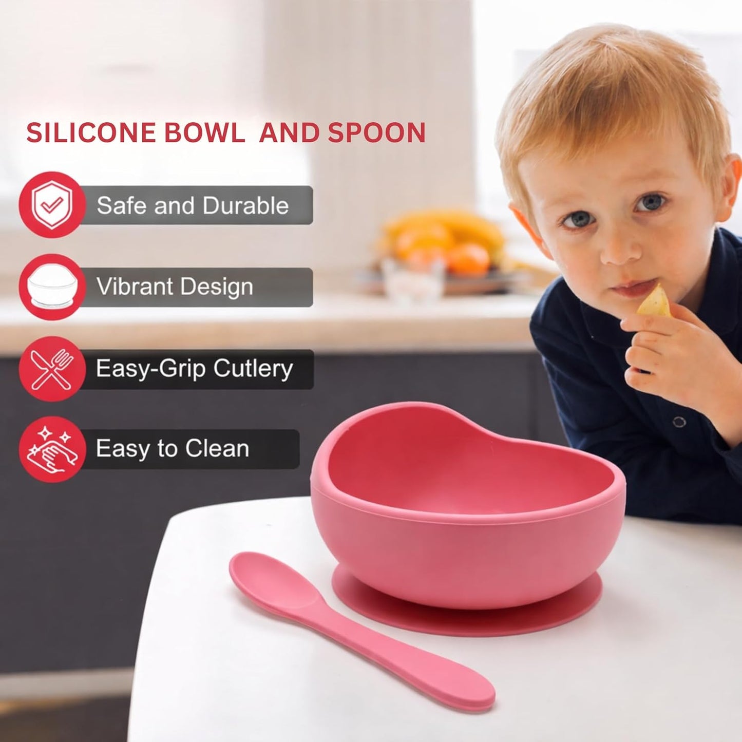 Silicone Suction Bowl & Spoon Set - Pink Popsicle