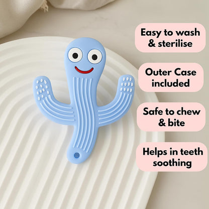 Silicone Cartoon Teether - Cactus (Blue)