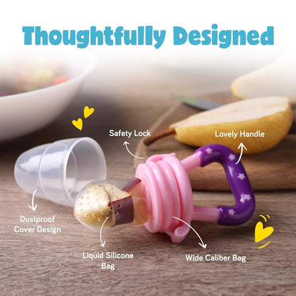 Silicone Fruit Nibbler - Pink Star Handle