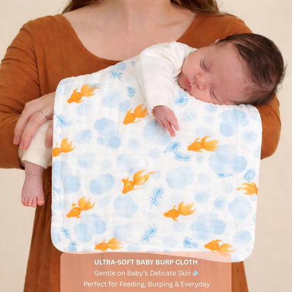Organic Cotton Burp Cloth - Goldfish Bubbles
