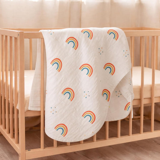 Organic Cotton Muslin Blanket - Rainbow Dreams