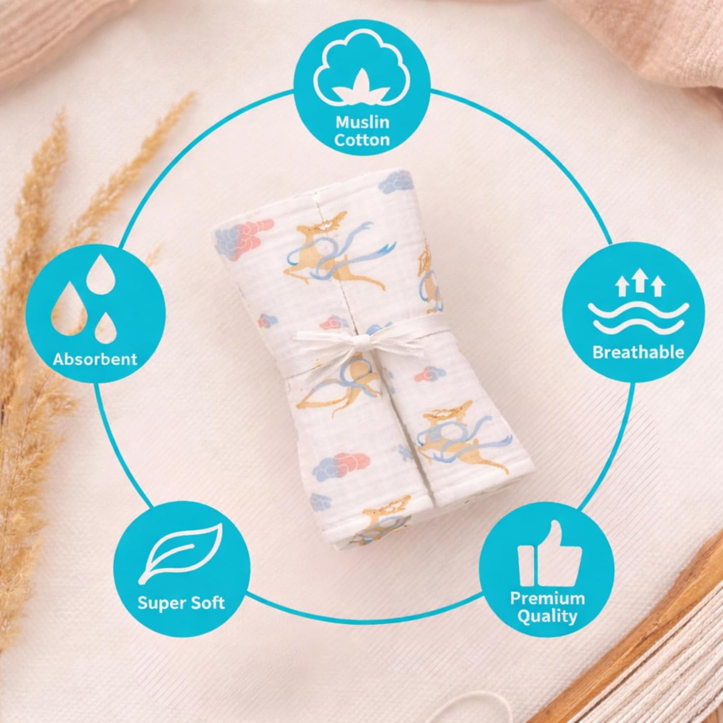 Organic Cotton Burp Cloth - Sky Dancer