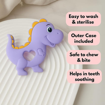 Silicone Cartoon Teether - Dinosaur (Purple)