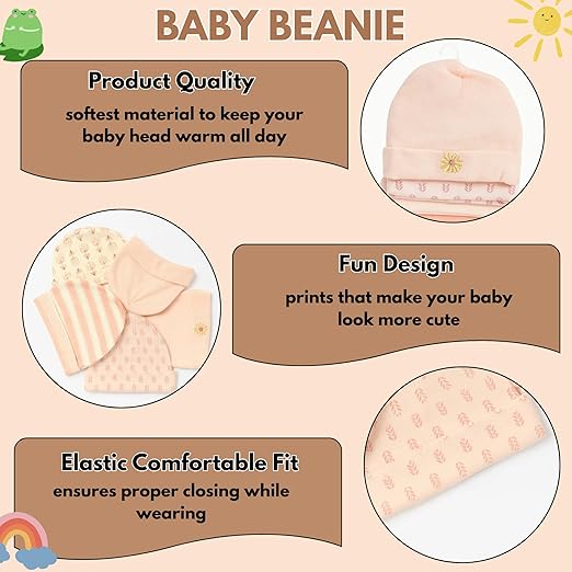 Unisex Baby Beanies Set of 5 - Tiny Chirpy