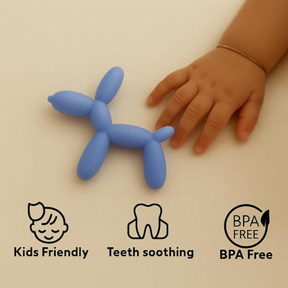 Premium Balloon Dog Shaped Silicone Teether (Blue)
