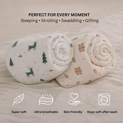 Organic Muslin Blanket - Christmas Wonderland