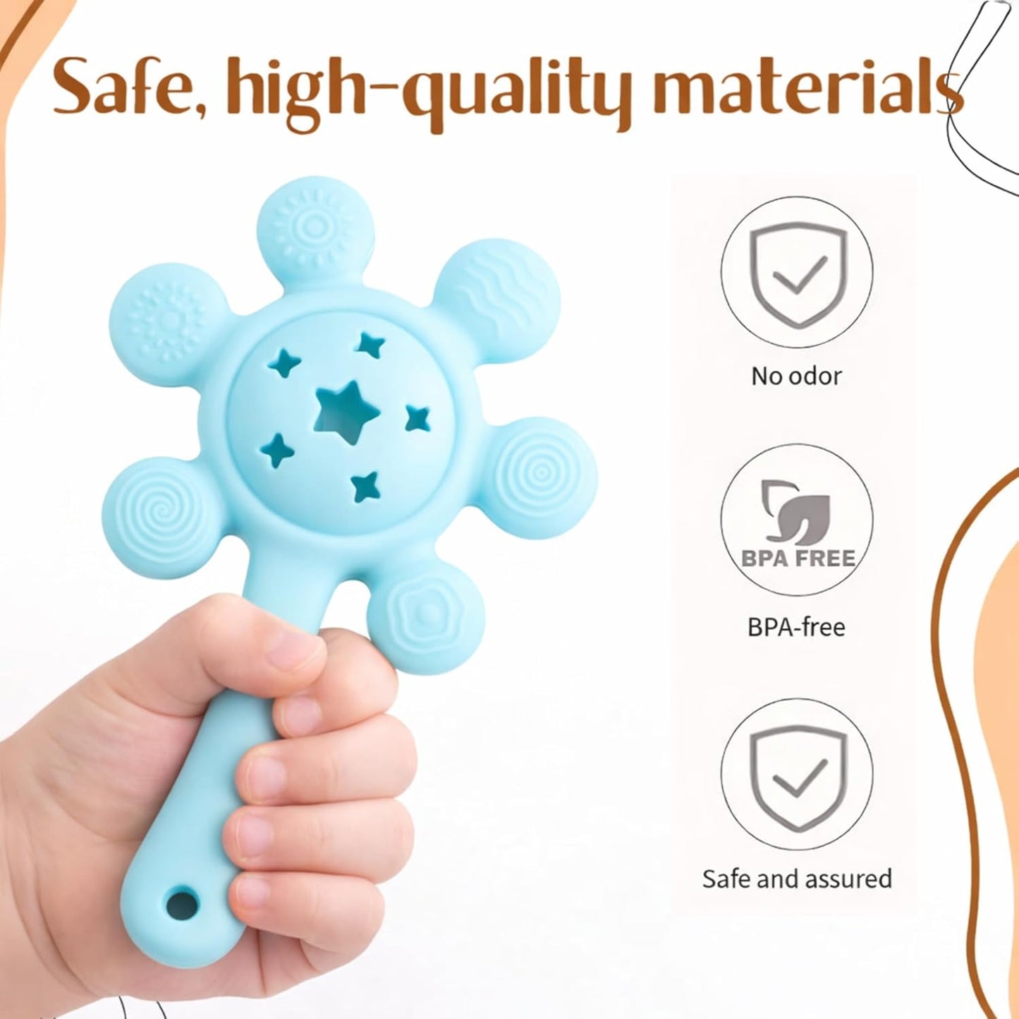 Silicone Flower Rattle Teether - Minty Aqua