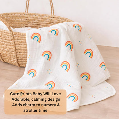 Organic Cotton Muslin Blanket - Rainbow Dreams