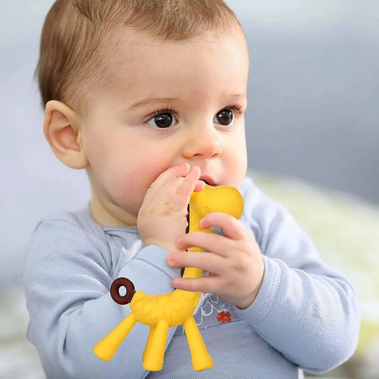 Silicone Giraffe Teether - (Yellow)