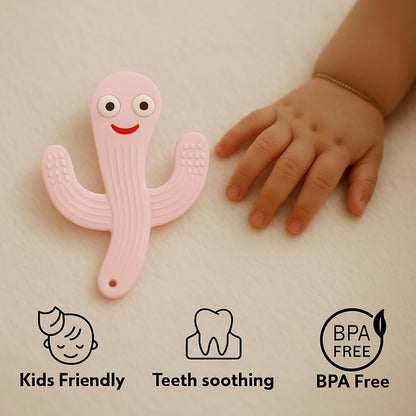 Silicone Cartoon Teether - Cactus (Pink)
