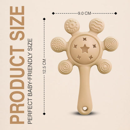 Silicone Flower Rattle Teether - Soft Cocoa
