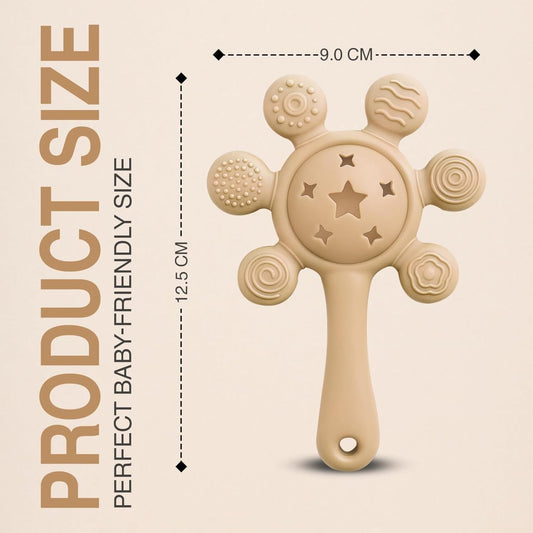 Silicone Flower Rattle Teether - Soft Cocoa