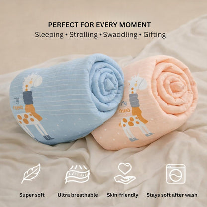 Cotton Baby Blanket - Breezy Giraffe