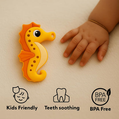 Silicone Cartoon Teether - Seahorse (Orange)
