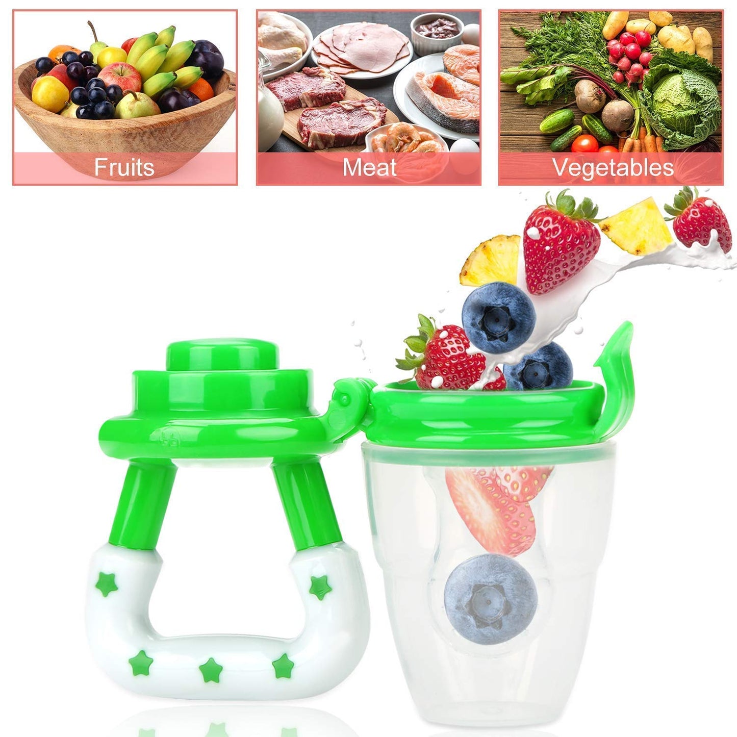 Silicone Fruit Nibbler - Green Star Handle