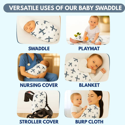 Baby Muslin Swaddle - Aeroplane Rides