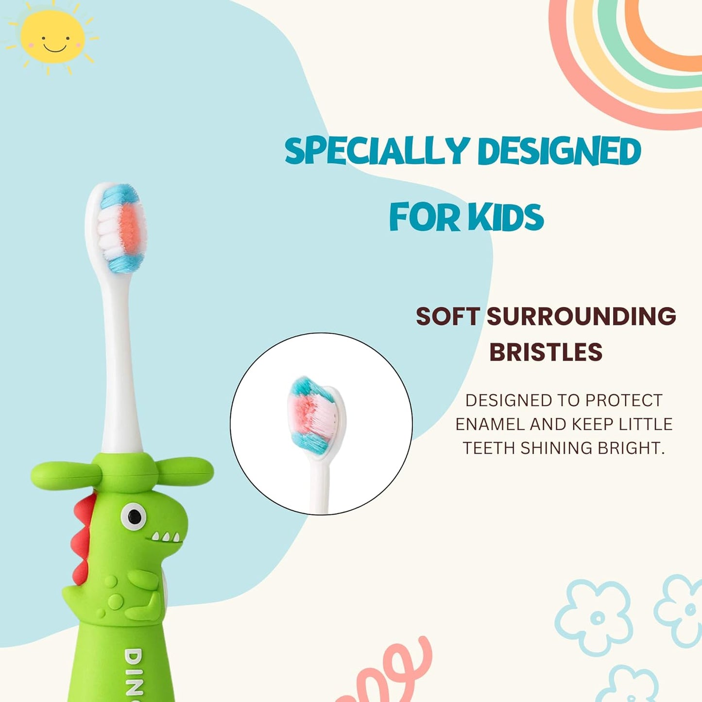Kids Toothbrush - Green Twisty Dino