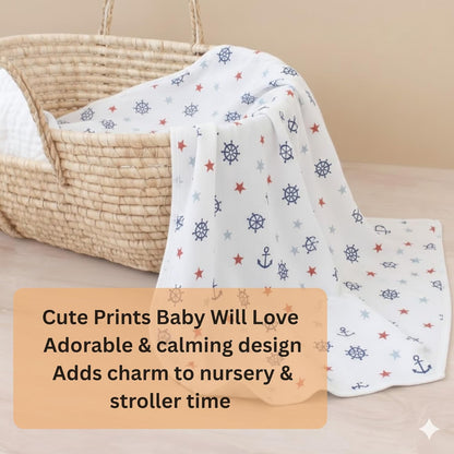 Organic Cotton Muslin Blanket - Sailor Star