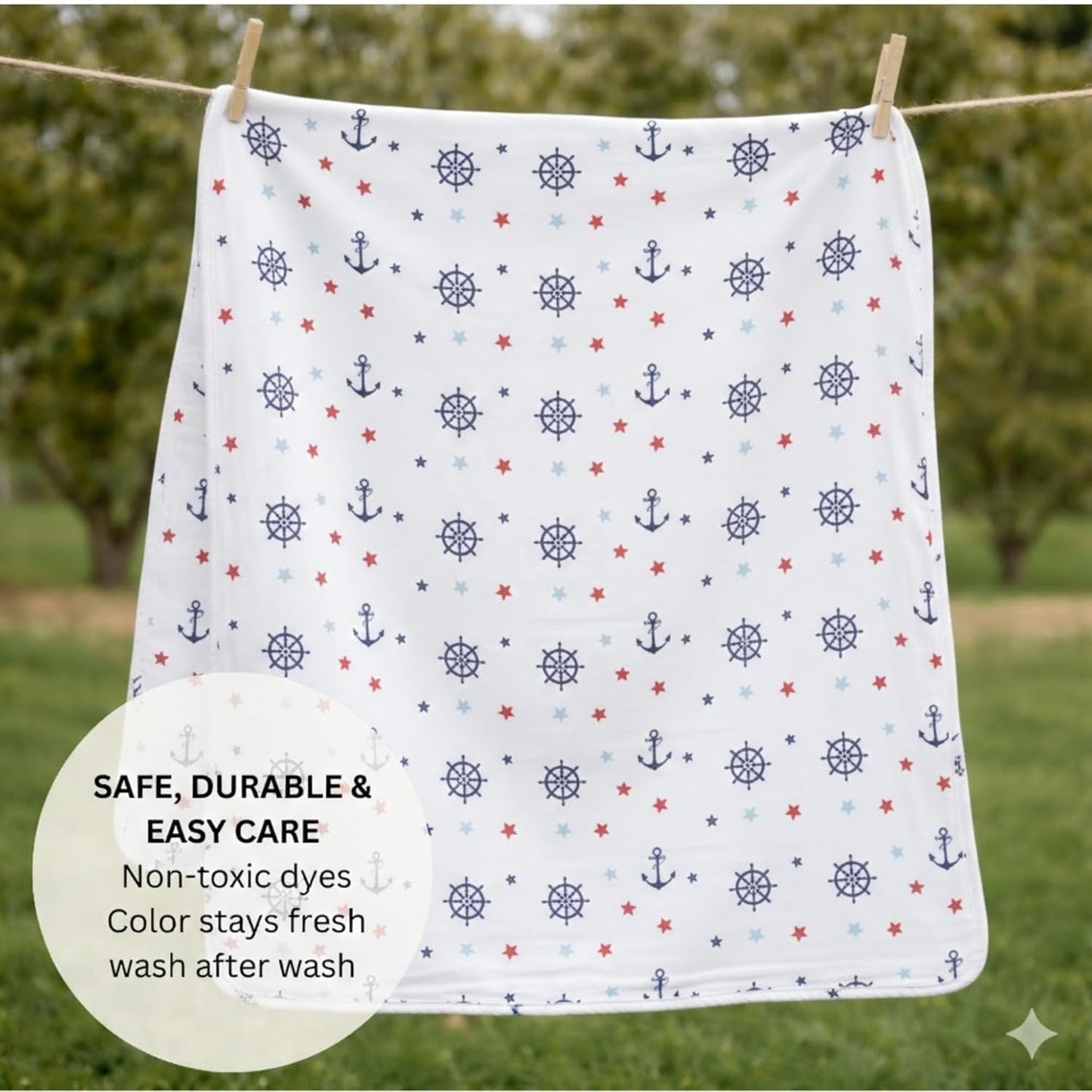 Organic Cotton Muslin Blanket - Sailor Star