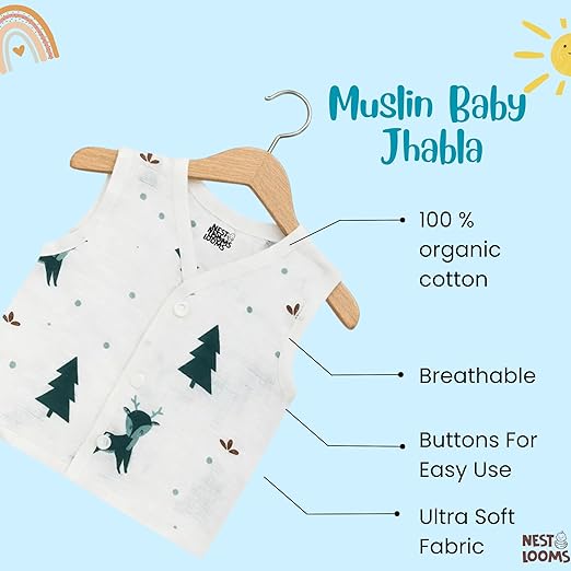 Sleeveless Jhabla With Button - Christmas Wonderland