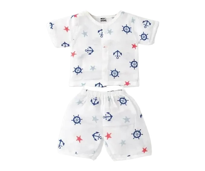Half Sleeves Jhabla Set - Organic Cotton Muslin -  Sailor Star