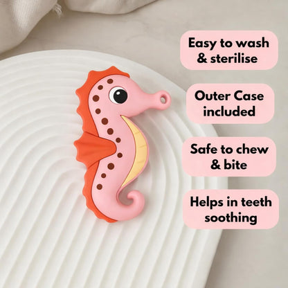 Silicone Cartoon Teether Seahorse (Pink)