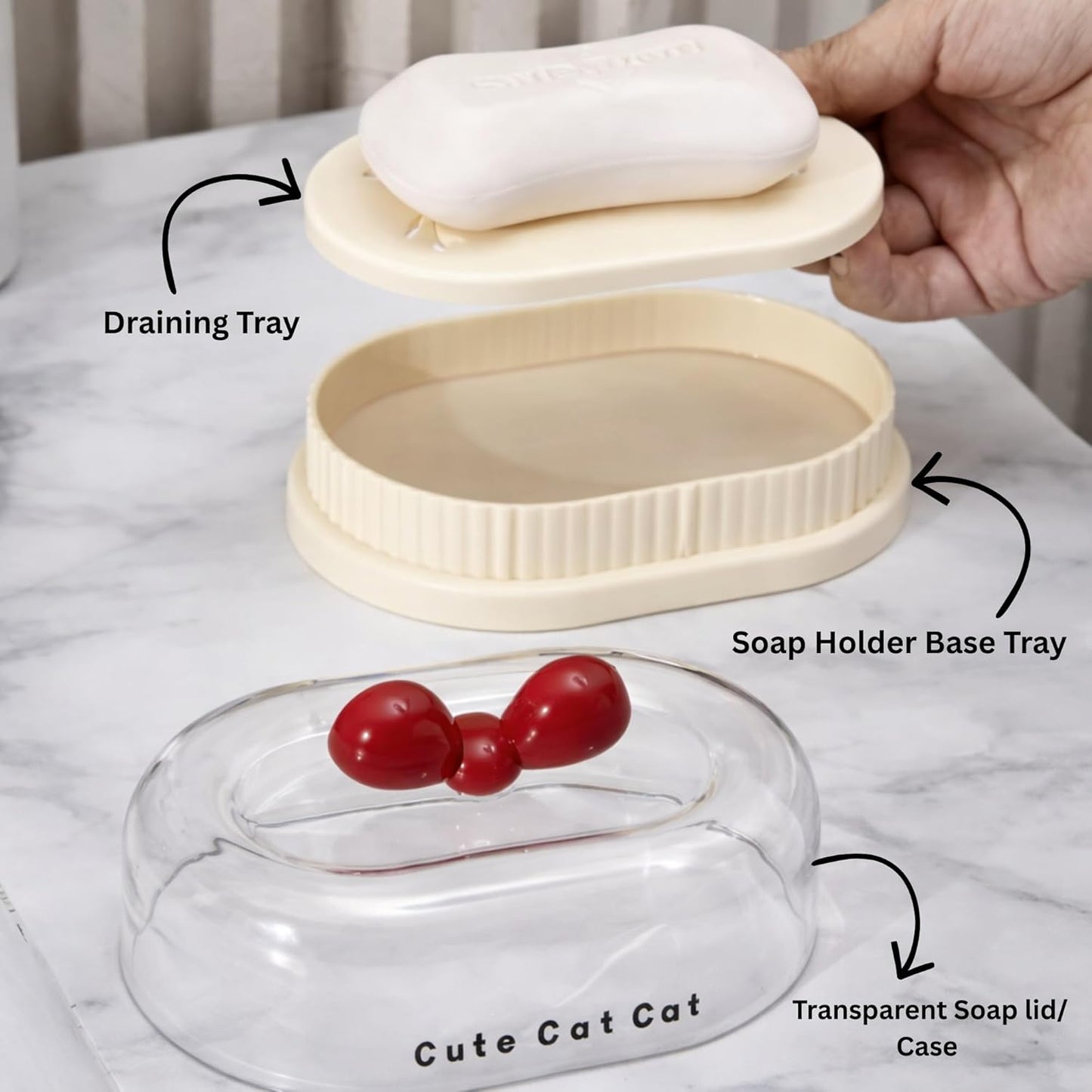 Soap Holder - Cute Cat - White