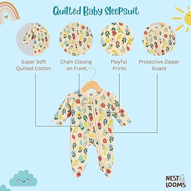 Quilted Sleepsuit - Little Garden