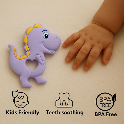 Silicone Cartoon Teether - Dinosaur (Purple)