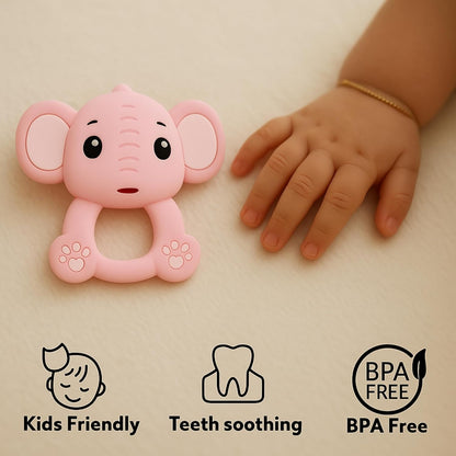 Silicone Cartoon Teether - Elephant (Pink)