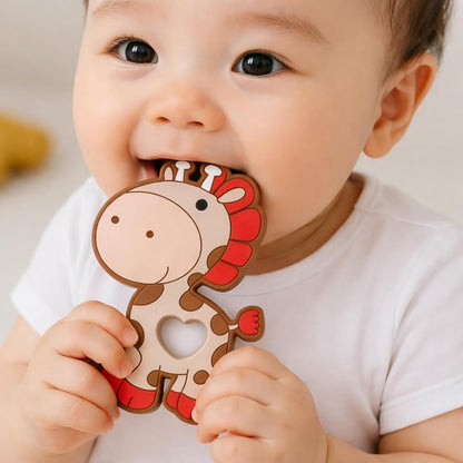 Silicone Cartoon Teether - Giraffe (Brown)