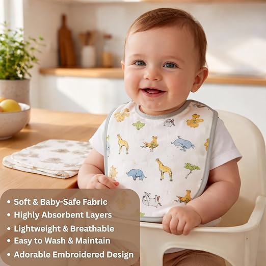 Cloth Feeding Bib Set of 3 - Grandma Loves Me