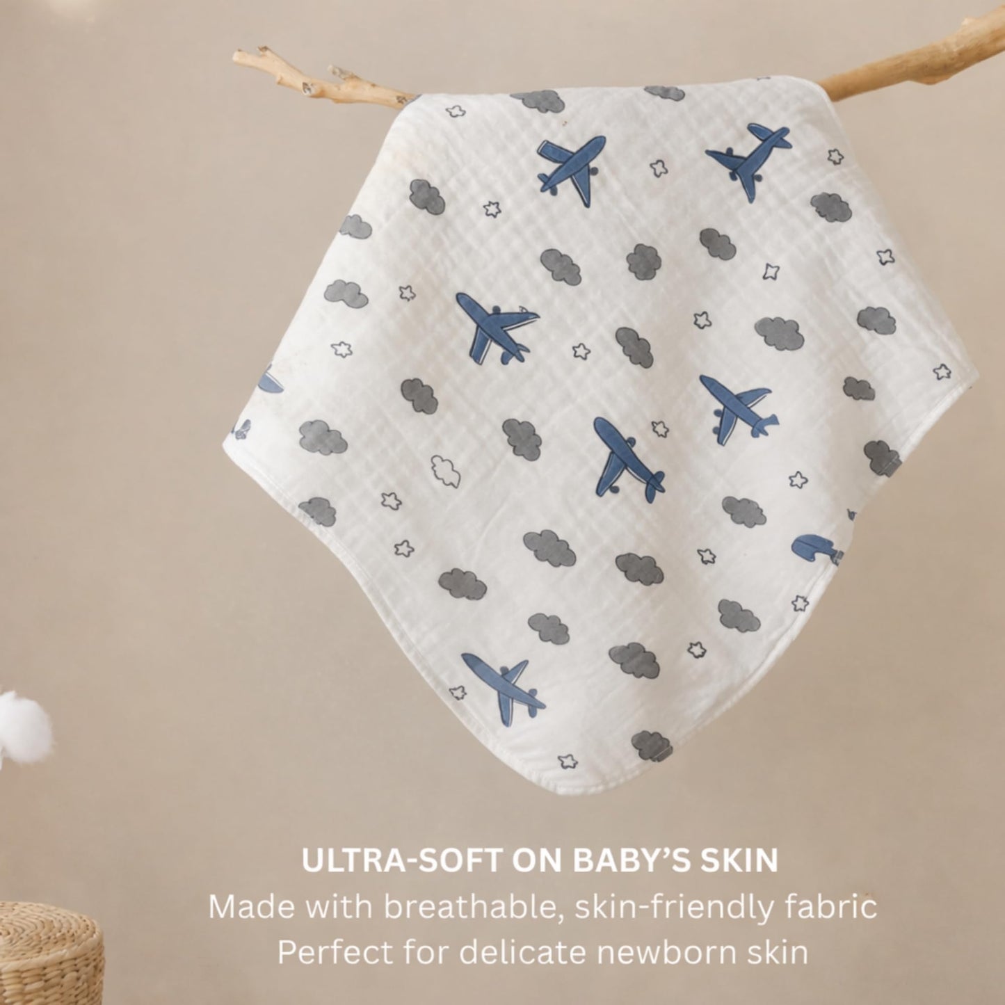 Organic Cotton Muslin Blanket - Sky Journey