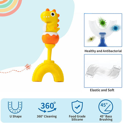 U-Shaped Toothbrush - Yellow DIno