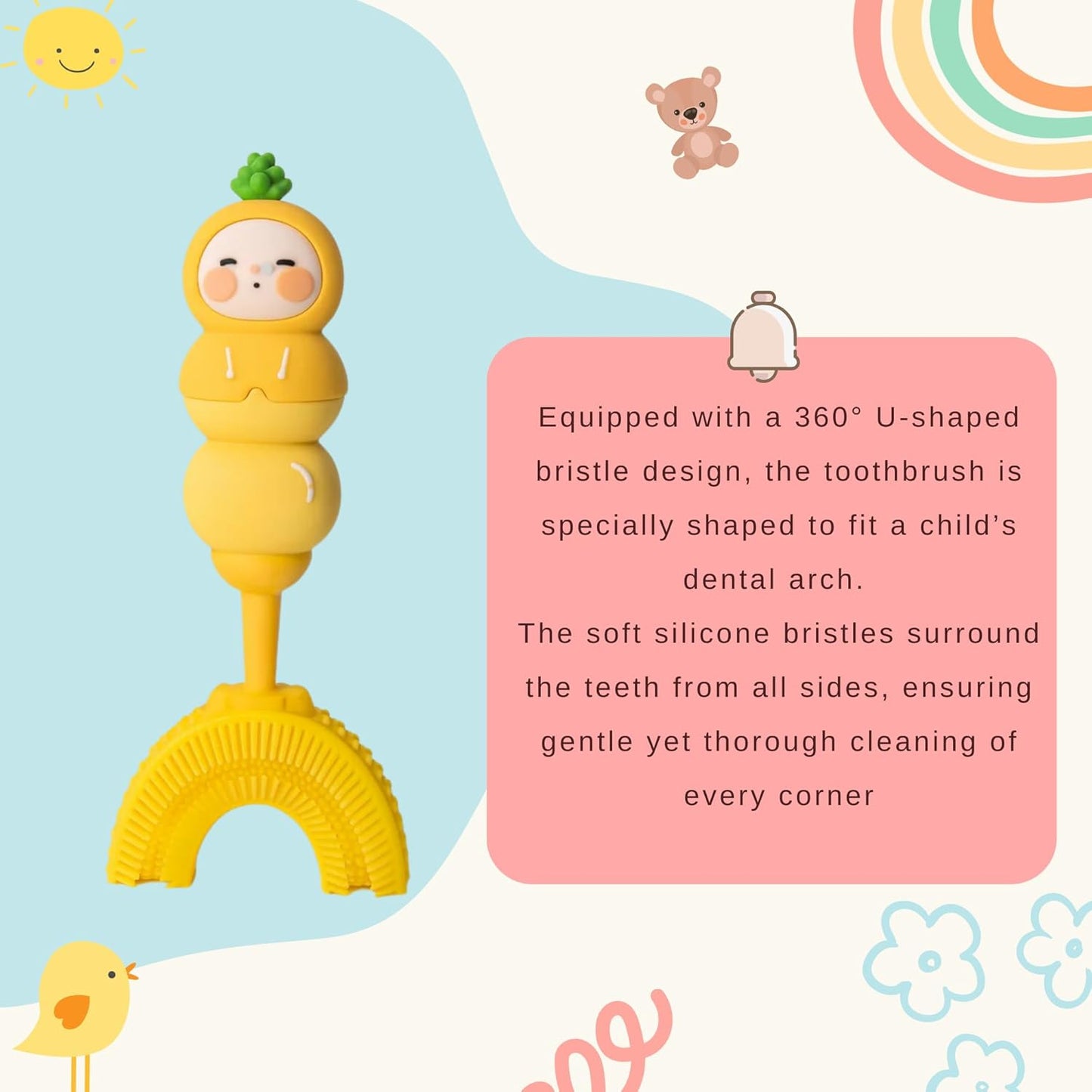 U-Shaped Toothbrush - Sunny Pineapple