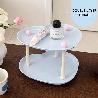 Multi-Purpose Heart-shaped 2 layer Baby Essentials Storage Stand - Aqua Blue