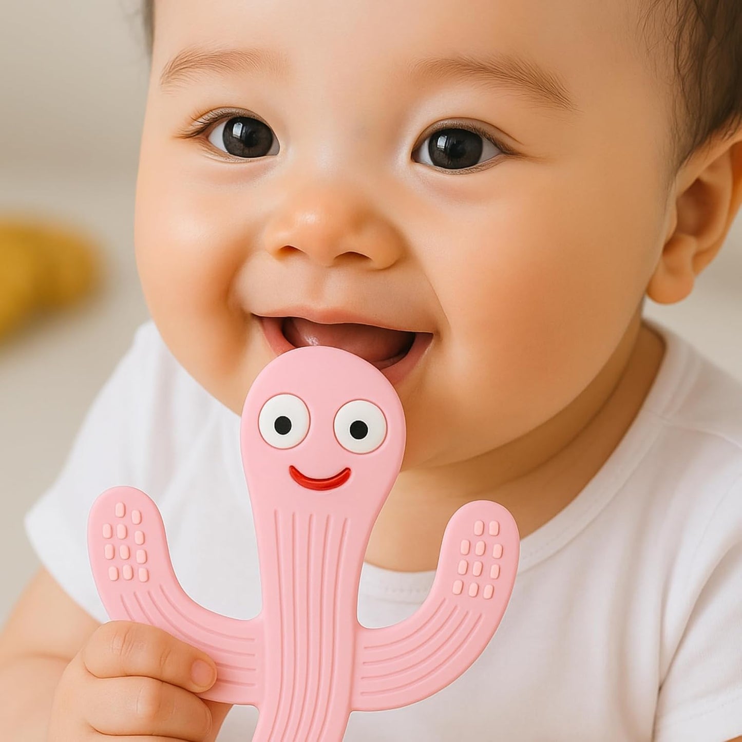 Silicone Cartoon Teether - Cactus (Pink)