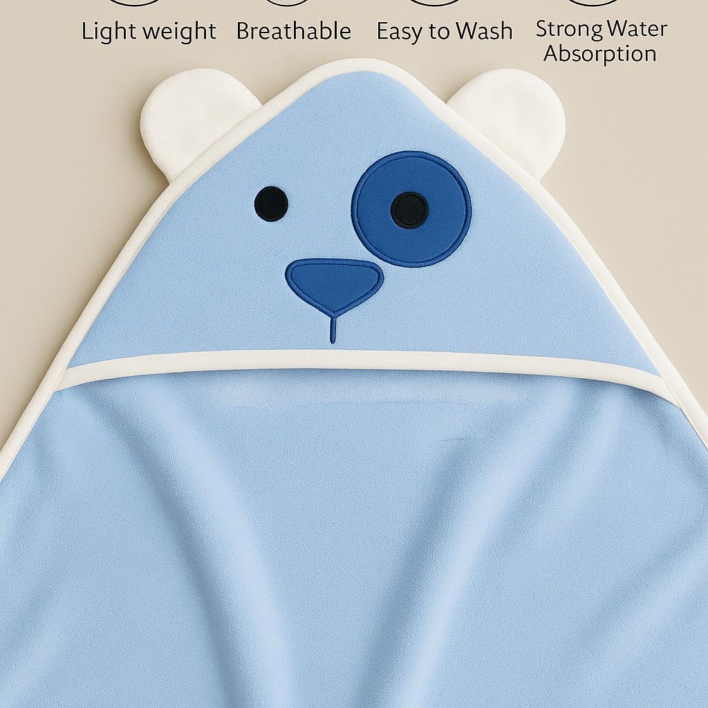 Baby Hooded Towel – Cozy Blue Bear