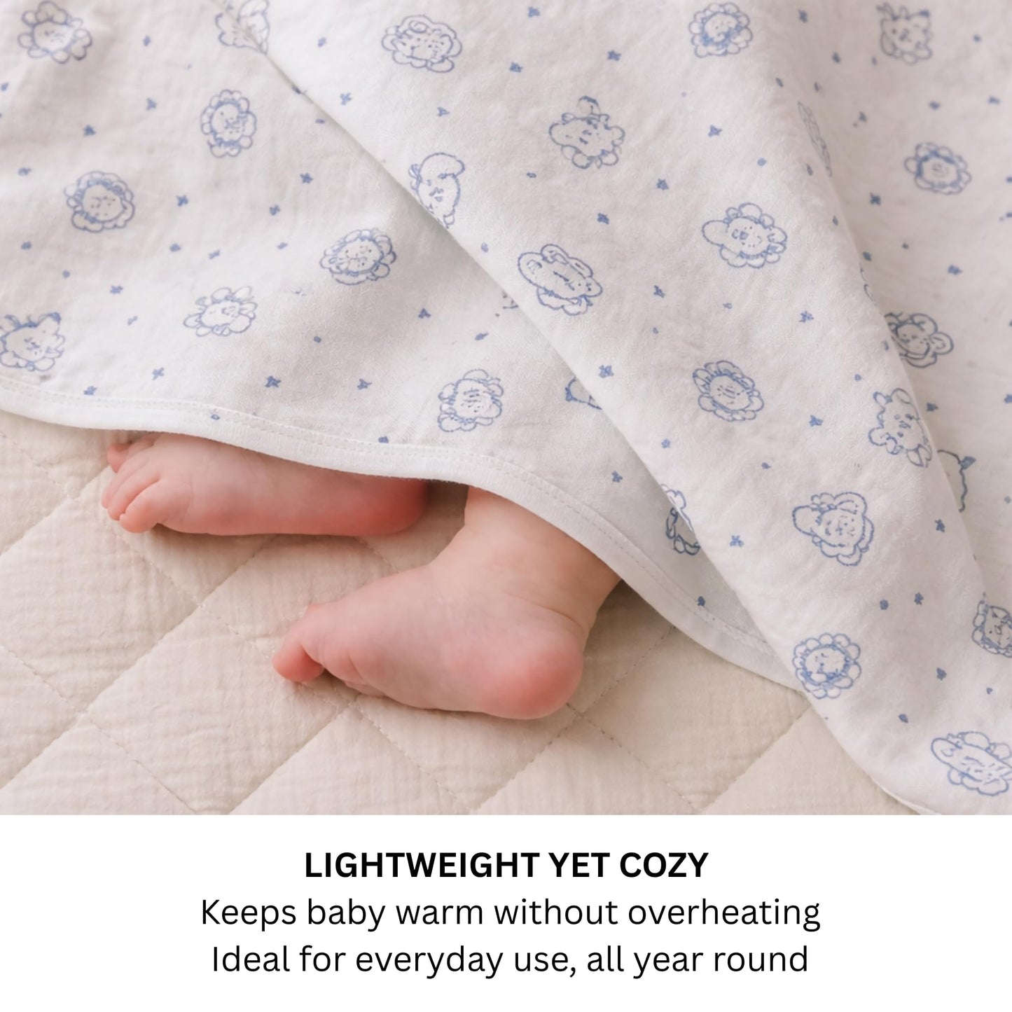 Organic Cotton Muslin Blanket - Bunny and Bear