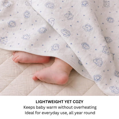 Organic Cotton Muslin Blanket - Bunny and Bear