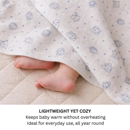 Organic Cotton Muslin Blanket - Bunny and Bear
