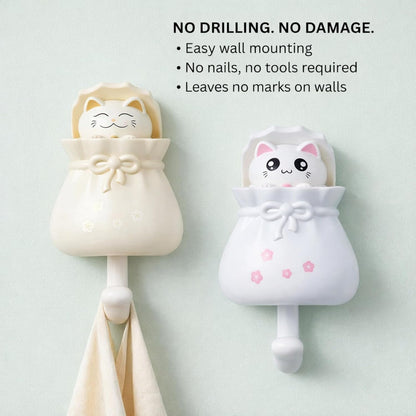 Adhesive Multipurpose Wall Hook for Towels, Bags & Clothes - White Teddy