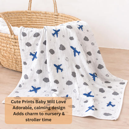Organic Cotton Muslin Blanket - Sky Journey