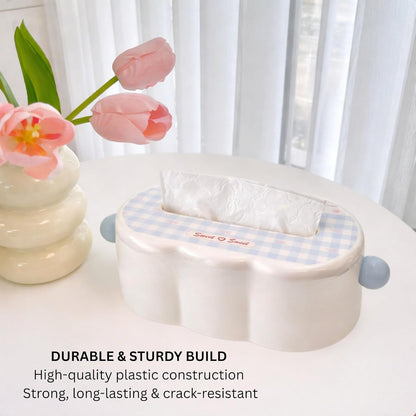 Decorative Baby Wipes & Tissue Storage Box - Bluebell Checks