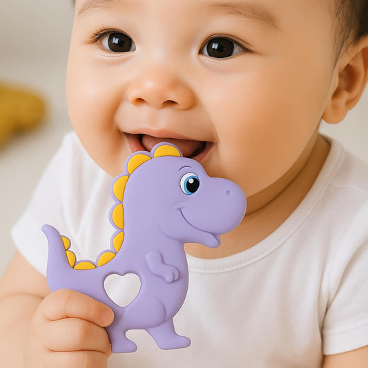 Silicone Cartoon Teether - Dinosaur (Purple)