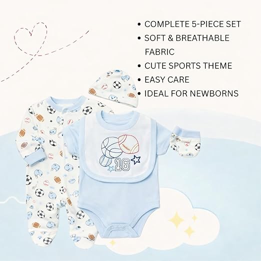 5 pcs Baby Clothing Set - Born to Play