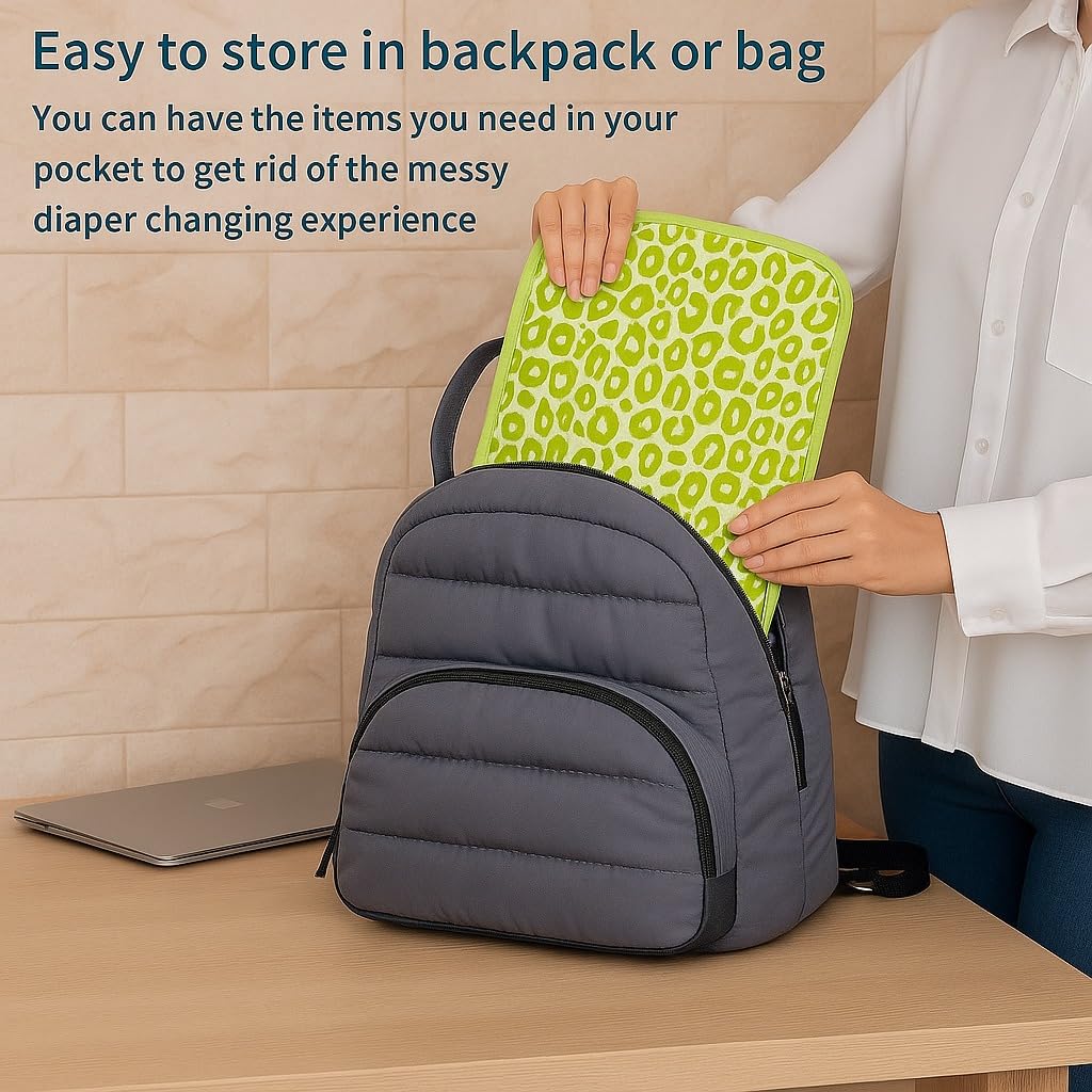 Portable Diaper Changing Mat - Green Cheetah