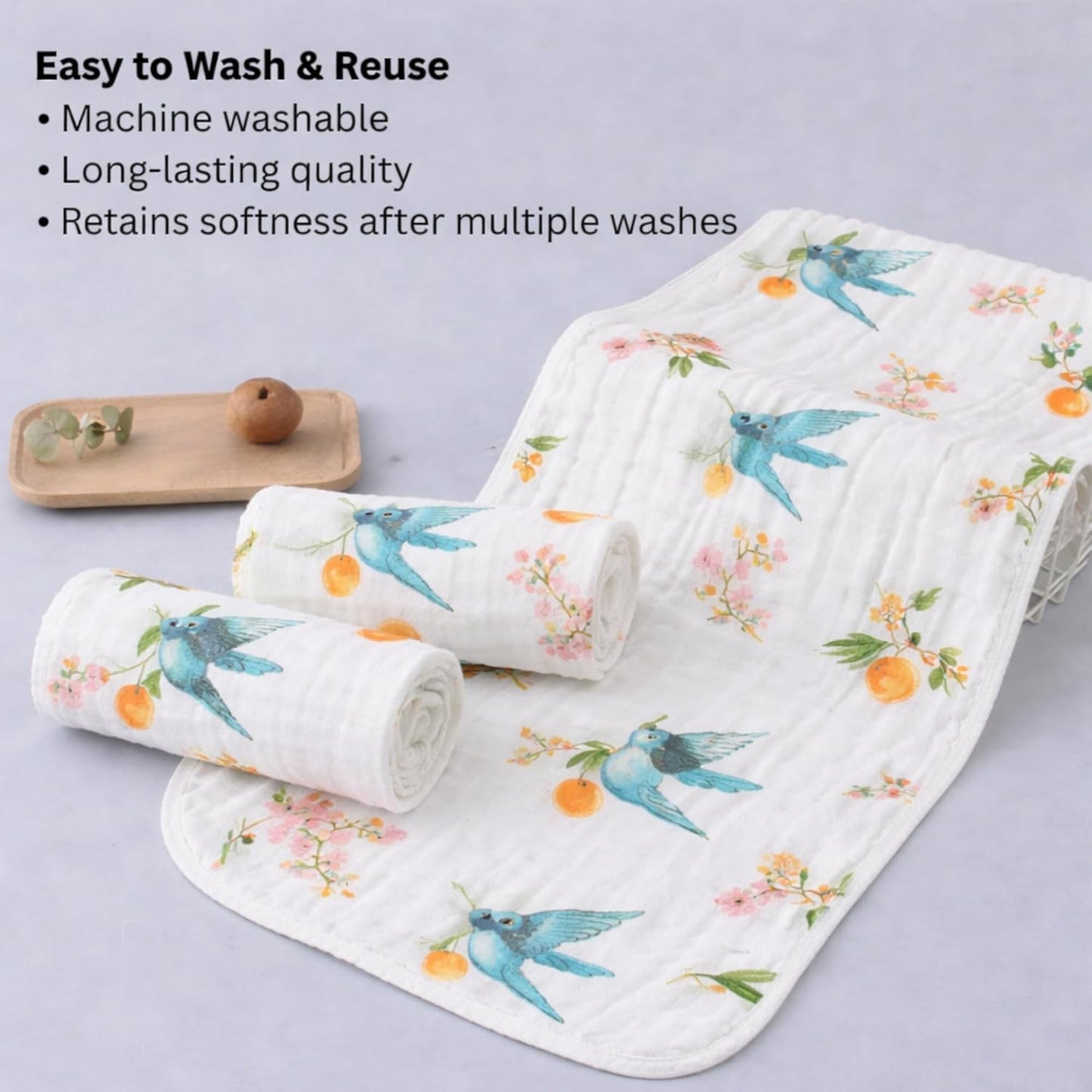 Organic Cotton Burp Cloth - Fruit Flyers
