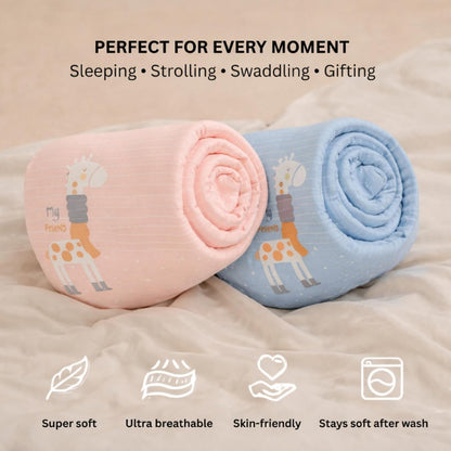 Cotton Baby Blanket - Bubblegum Giraffe