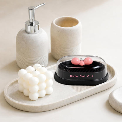 Soap Holder - Cute Cat - Black